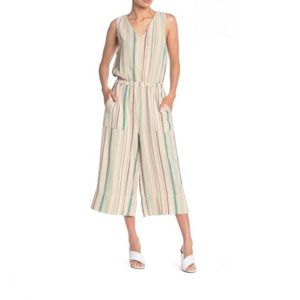 Splendid Striped Linen Blend Jumpsuit